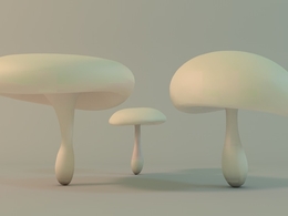 白蘑菇C4D模型 Mushroom