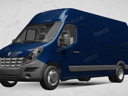 雷诺大师封闭车厢货车运输车商务车面包车2010款C4D汽车模型下载