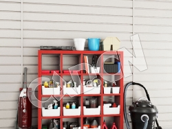 C4D车库汽车保养维修工具模型
