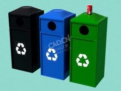 垃圾桶回收箱垃圾分类箱C4D模型 Recylce-Bins