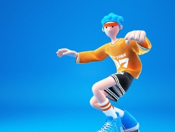 C4D OCTANE滑板男孩卡通IP人物模型