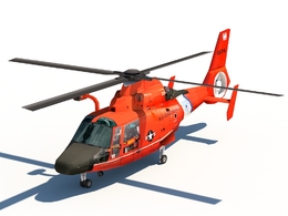 C4D低面直升机模型 HH 65C Dauphin USCG Hul2XHi GearDN