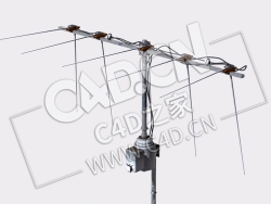 天线装置电线杆C4D模型 Antenna System and Fixtures