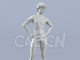 低面多边形卡通人物双手叉腰站立的男孩模型