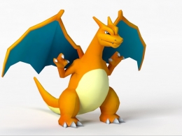 金色恐龙 卡通小龙 喷火龙C4D模型 Charizard