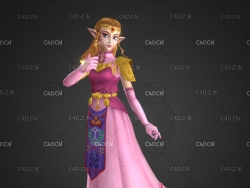 精灵女孩卡通公主人物C4D模型 Fairy girl