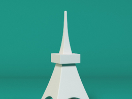 低面卡通艾菲尔铁塔图标模型Eiffel