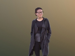 三维扫描写实人物戴眼镜的年轻女性