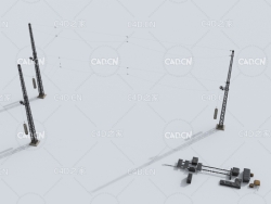 铁路电线杆铁道接触网杆C4D模型