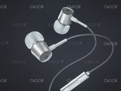 银白色耳机C4D OCTANE模型 headset