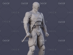 C4D未来科幻战士灰狐人物模型grayfox