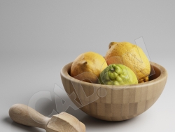 C4D木碗里的水果柠檬模型 Lemon