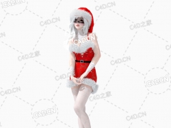 妖娆妩媚的性感圣诞女郎C4D模型