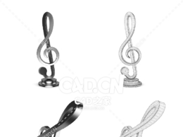 高音谱号音乐符号工艺品摆件C4D模型