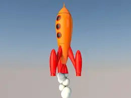 C4D卡通火箭起飞动画工程文件 retro rocket