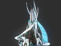 未来科幻创意摩天大楼建筑c4d模型 Sci-Fi Futuristic Future Fantasy City Building-8