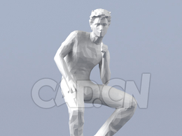 低面多边形卡通人物坐着聊天的男人模型