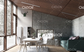 C4D室内模型：客厅模型 A living room