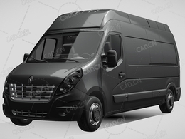 雷诺大师封闭车厢货车运输车商务车面包车2010款C4D汽车模型下载