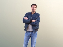 三维扫描写实人物双手抱胸站着聊天的国外男性