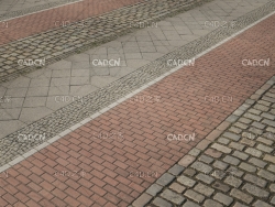 无缝红砖石头地砖五条人行道地面贴图模型 complete pavement
