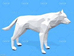 低面多边形狼C4D模型 Wolf
