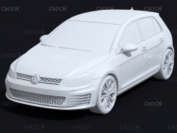 大众高尔夫汽车C4D模型（白模）golf