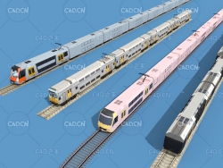 低面多边形火车地铁C4D模型