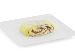 盘子里的甜卷面包C4D模型 Sweet Bun