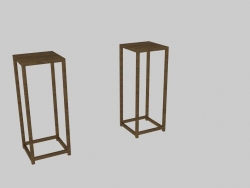无名茶室（五）C4D室内书房新中式家具 玄关台、花盆座、茶水架模型