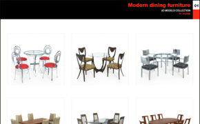 现代餐厅家具模型 10ravens: 3D Models collection 024 Modern dining furniture 01