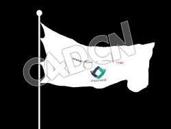 C4D旗杆上飘扬的企业旗帜布料动画模型 flag