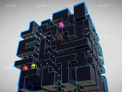三维立体吃豆人迷宫C4D模型 Three-dimensional maze