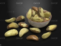 巴西栗 巴西坚果 巴西果 鲍鱼果C4D模型 Brazil nuts