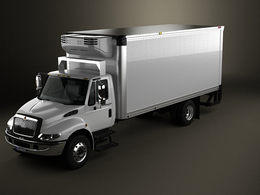 白色卡车 货车 房车 厢式货车3D模型 Hum3D – International Durastar Box 2002