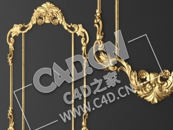 C4D镜框花线画框欧式装饰雕花框模型_95 Stucco