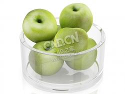 C4D玻璃碗里的苹果水果模型 Apples in glass bowl
