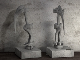 抽像鸟雕塑摆件C4D模型 Bird Figurine