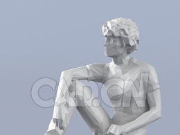 低面多边形卡通人物地上坐着的年轻男孩模型