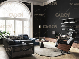 C4D室内模型渲染：客厅渲染 BeInspiration 107 3D model