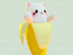 C4D可爱香蕉宝宝卡通模型 Bananya Birbo