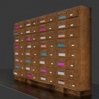 中医抓药柜3D模型（C4D模型 含材质贴图）Cabinet 3D model