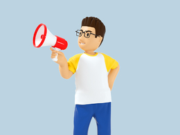 手拿喇叭呐喊宣传戴眼镜男孩人物C4D OCTANE模型下载