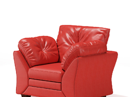 红色真皮单人沙发C4D模型
