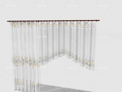 C4D室内蕾丝花边半透明窗帘模型 Curtain 3D Model-13