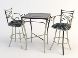欧式铁艺桌椅 玻璃桌椅C4D模型 Tables and chairs -011 3d model