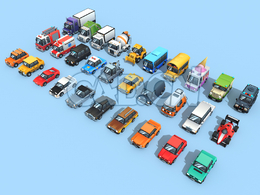 30辆低面汽车模型合集low poly toon city cars