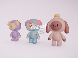 3个卡通儿童角色C4D模型 Cartoon kids