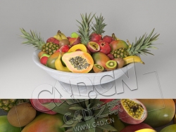 凤梨木瓜无花果香蕉石榴猕猴桃果盘模型Marble bowl exotic fruits