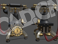 C4D复古拨号盘电话机古董电话模型